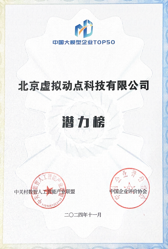 突出重围！365WM完美·虚拟动点动作大模型入选“2024中国大模型TOP50企业潜力榜”